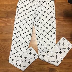 H&M white with black prints pants